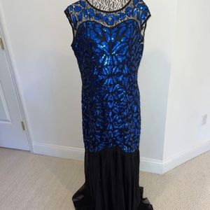 Pretty Guide Women’s Sequins Cocktail  New Formal Evening Gown Blue Plus XXL